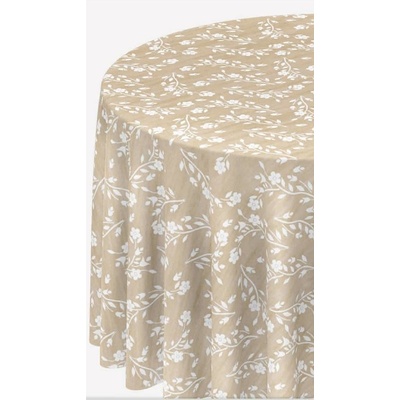 Ubrus PVC 109A, metráž, 20 m x 140 cm, drobné bílé květy na hnědém podkladu, IMPOL TRADE