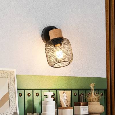 - Стенно точково осветително тяло BASKLITE 1xE27/15W/230V дърво/черно (BG2638)