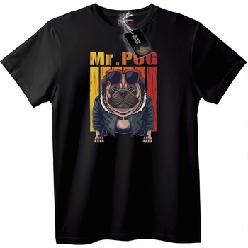 NOONEBRAND Тениска Mr. Pug Готин Мопс - M, Black