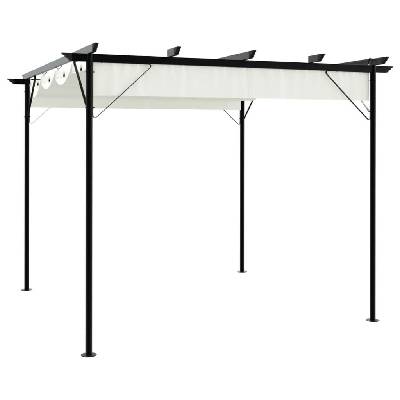 OMAXI Pergola se zatahovací střechou krémově bílá 3 x 3 m ocel 818672