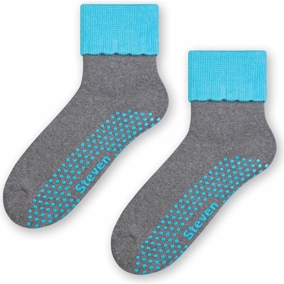 Dámske protišmykové ponožky For Safety šedá/tyrkys
