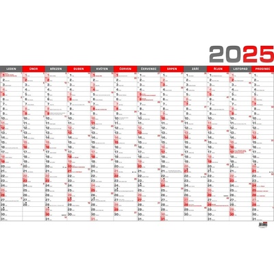 Nástěnný roční B1 červený 2025 – Zbozi.Blesk.cz