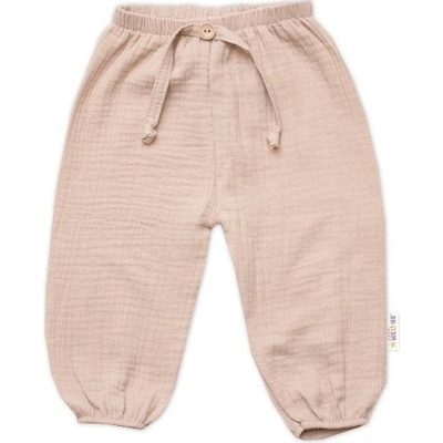 Baby Nellys Mušelínové kalhoty Boy Hand Made béžové