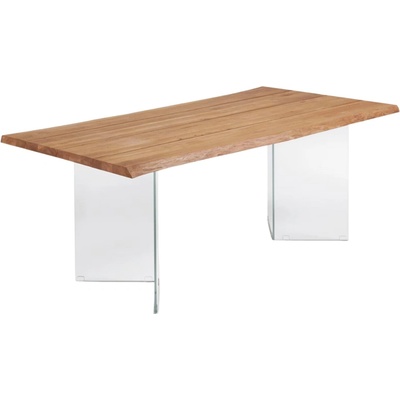 Kave Home Dubový jídelní stůl Lotty skleněná podnož 180 x 100 cm