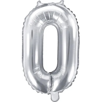 PartyDeco Балон от фолио Mini - число 0 сребърен 35см