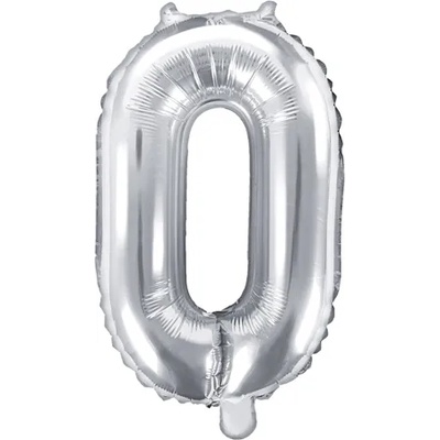 PartyDeco Балон от фолио Mini - число 0 сребърен 35см
