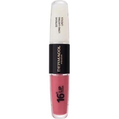 Dermacol 16H Lip Colour Extreme Long-Lasting Lipstick дълготрайно червило и блясък за устни 2в1 8 ml нюанс 1
