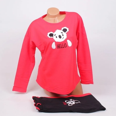 Ватирана пижама в червено и черно с коала