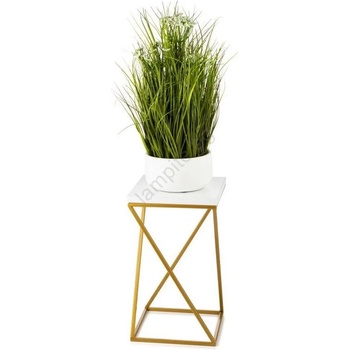 HowHomely Стойка за цветя LOFT 40x24 см златист/бял (DD0334)