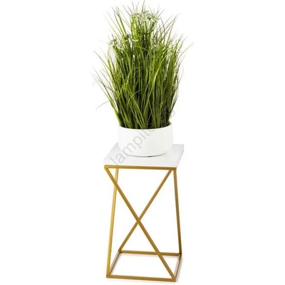 HowHomely Стойка за цветя LOFT 40x24 см златист/бял (DD0334)