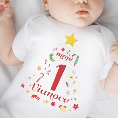 Vianočné body Moje prvé Vianoce Detský Unisex Biela