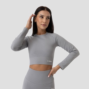 GymBeam Дамски топ FLO Ribbed CropTop Grey M