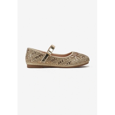 Balerínky na suchý zips s mašľou zlaté