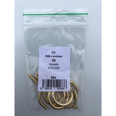 Hák s vrútom mosadz 40mm 10ks/bal.