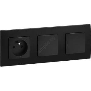 Legrand -Двоен еднополюсен ключ № 1 и домашна розетка 250V/16A NILOE черна (LR0006D)