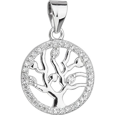 Evolution Group Strieborný prívesok so zirkónmi v bielej farbe strom života 14003