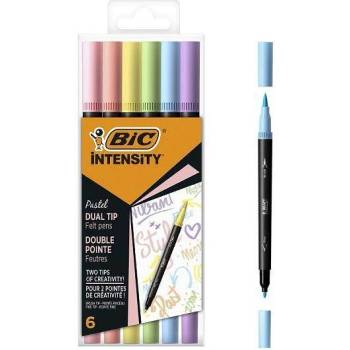 BIC Флумастери BIC Intensity, двувърхи, 6 пастелни цвята, PVC опаковка (10910061)