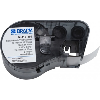 Brady M-118-492 / 143323, FreezerBondz Labelmaker Labels, 25.40 mm x 9.53 mm, 9.53 mm