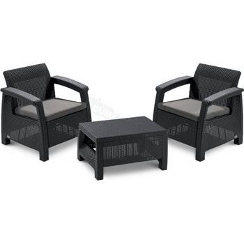 Allibert by Corfu - Set Di 2 Sedie Da Giardino in Plastica, Con Cuscino