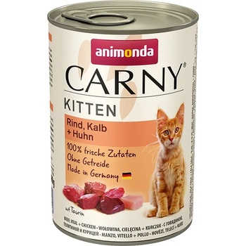 Animonda - Carny Kitten Veal Chicken - Консерва за котки с пилешко и телешко месо, за котки от 1 до 12 месеца, 12 броя х 400 гр