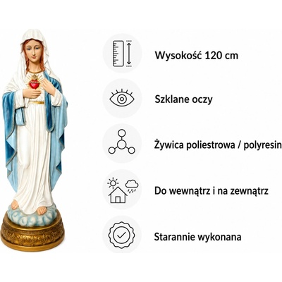 FIGÚRA SRDCE MÁRIE 120 CM SKLENENÉ OČI