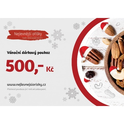 Nejlevnější oříšky Vánoční dárkový poukaz 500,- Kč