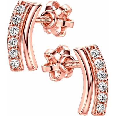Zlaton Náušnice růžové zlato pecky 1.0cm 1.2g s diamanty 0.08ct N07072603504