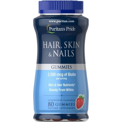 Puritan's Pride Hair, Skin & Nails Gummies [80 желирани бонбони] Ягода