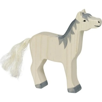 Image 1 of Holztiger Дървена фигурка Holztiger - Кон с изправена глава и сива грива (80360)