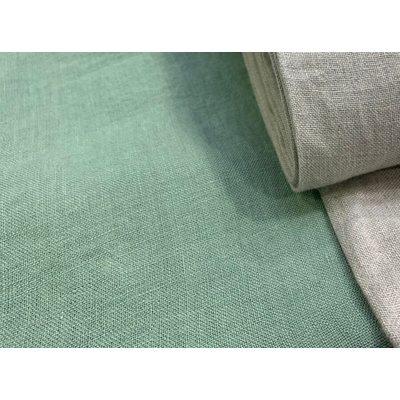 Ľaná látka - zelená KHAKI šírka 145 cm