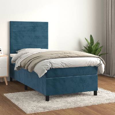 vidaXL 3143058 Boxspring postel s matrací samet / barva Tmavě moddrá