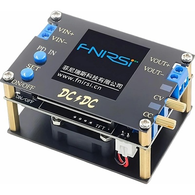 FNIRSI DC-DC nastavitelný stabilizovaný zdroj, boost/buck, CC/CV, USB-C PD vstup 4A/50W