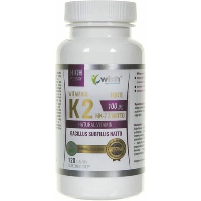 Wish Pharmaceutical Vitamin K2 MK-7 Natto 100 µg 120 tablet – Hledejceny.cz