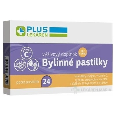 Plus Lekáreň Bylinné pastilky Islandský lišajník + vitamín C 24 ks