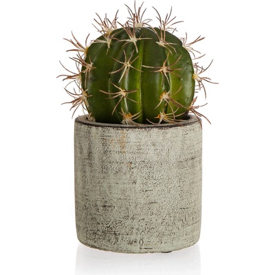 HOME DECOR květina umělá KAKTUS v betonovém květináči v.16cm