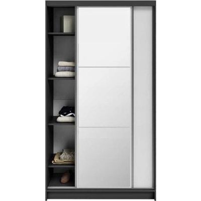 DobreSny Denve 120 x 218 x 60,3 cm bílá / šedá se zrcadlem