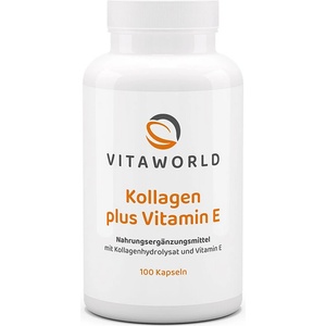 vitaworld Грижа за косата, кожата и ставите - Колаген (говежди) 500 mg + Витамин Е, 100 капсули (09296048 VW)