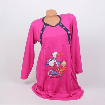 Image 1 of Нощница за кърмачки в пурпурен цвят с щъркел и бебе