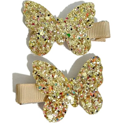 Sponka klip do vlasů zlatý motýlek Busy Lizzie - Glitter butterflies