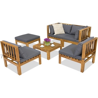 Garden Point Градински мебели Brunei Coffee 4 + пуф Garden Point акация (GAP354-2PU)