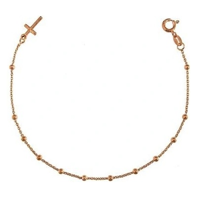 INFINITYSILVER Náramek ze stříbra s křížkem rosegold 166055E18