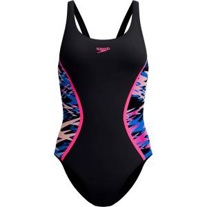 Speedo Дамски бански костюм Speedo Women's Hyperboom Splice Muscleback One Piece Swimsuit - Anthracite/Margarita Pink - размер 42 (EU) (150-6092-0116)
