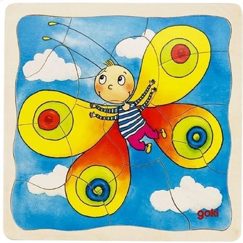 Goki Дървен многослоен пъзел Goki - Гъсеница (57523)