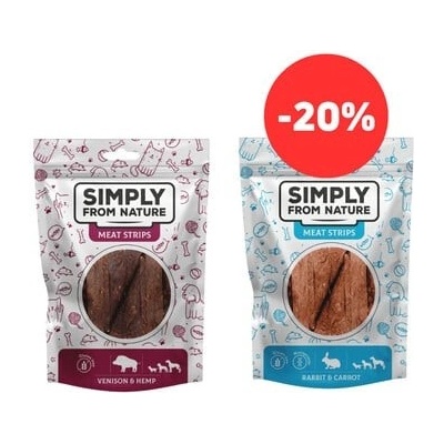 SIMPLY FROM NATURE Meat Strips Zverinové stripsy s konope pre psov 80 g