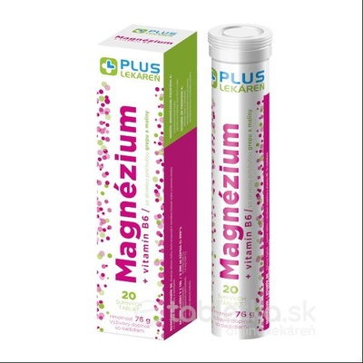 Plus Lékáreň Magnézium + Vitamín B6 grep malina 20 šumivých tabliet