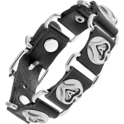 Šperky eshop černý z umělé kůže a oceli karetní symboly piková esa Y42.02