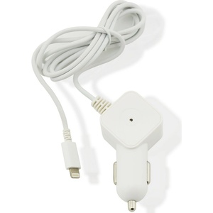 muvit Сертифицирано зарядно за кола с вграден Lightning кабел за iPhone и iPod - Muvit MFI Lightning 1A Car Charger (бял) (MUDCC0105)