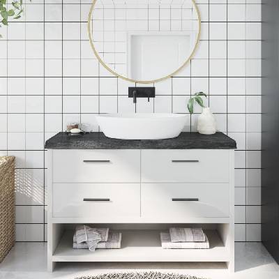 vidaXL Плот за баня тъмнокафяв 120x60x(2-6)см обработено масивно дърво (3156240)