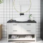 vidaXL Плот за баня тъмнокафяв 120x60x(2-6)см обработено масивно дърво (3156240)