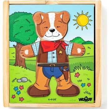 Woody puzzle šatníková skriňa Psík 18 dielov